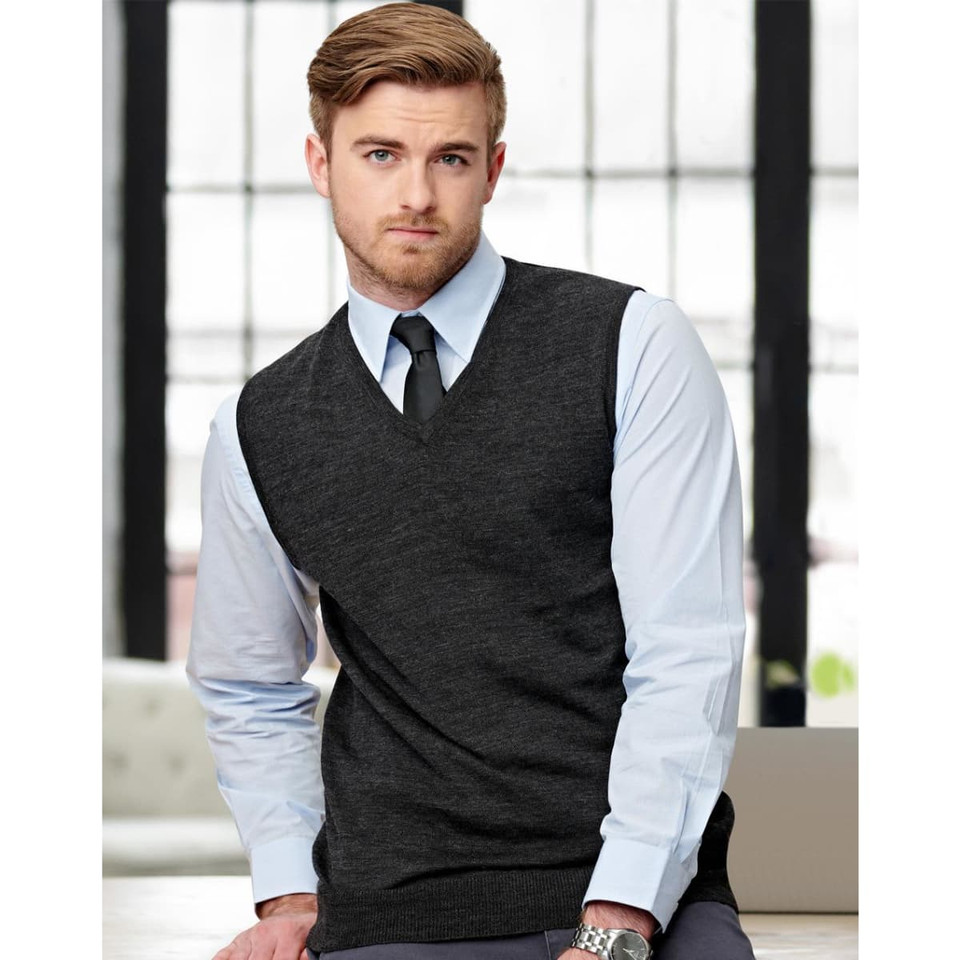Men's 100% Merino Wool V Neck Vest