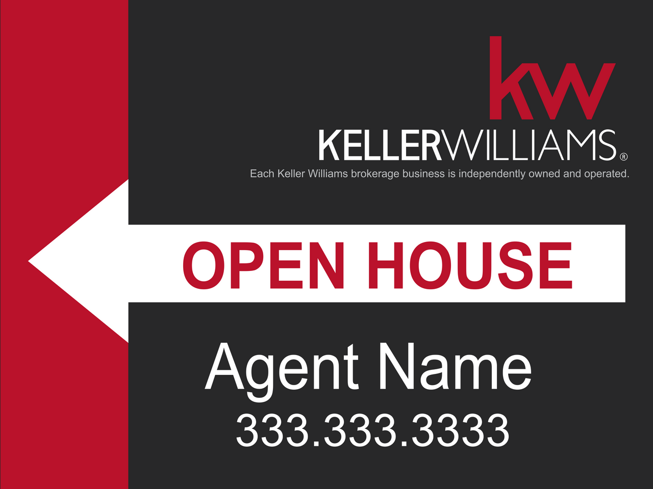 Open House Sign Black/Red 24''W x 18''H