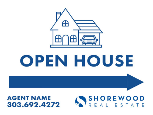 #5 Shorewood Real Estate 24''W x 18''H Directional Open House Sign - White