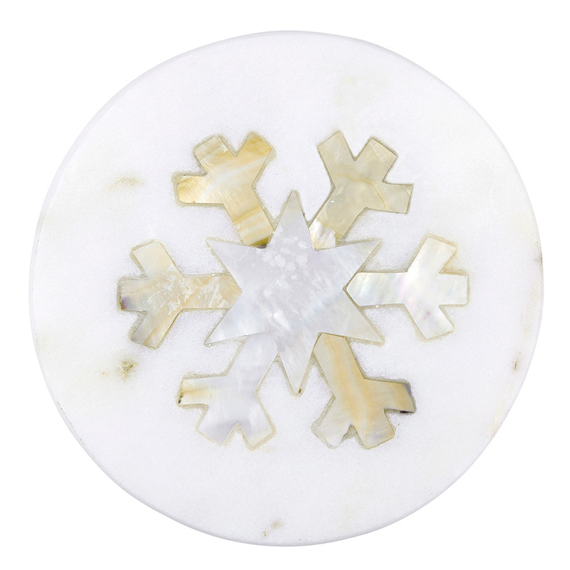 Creative Co-op Marble Coasters with Snowflake Inlay main image 0