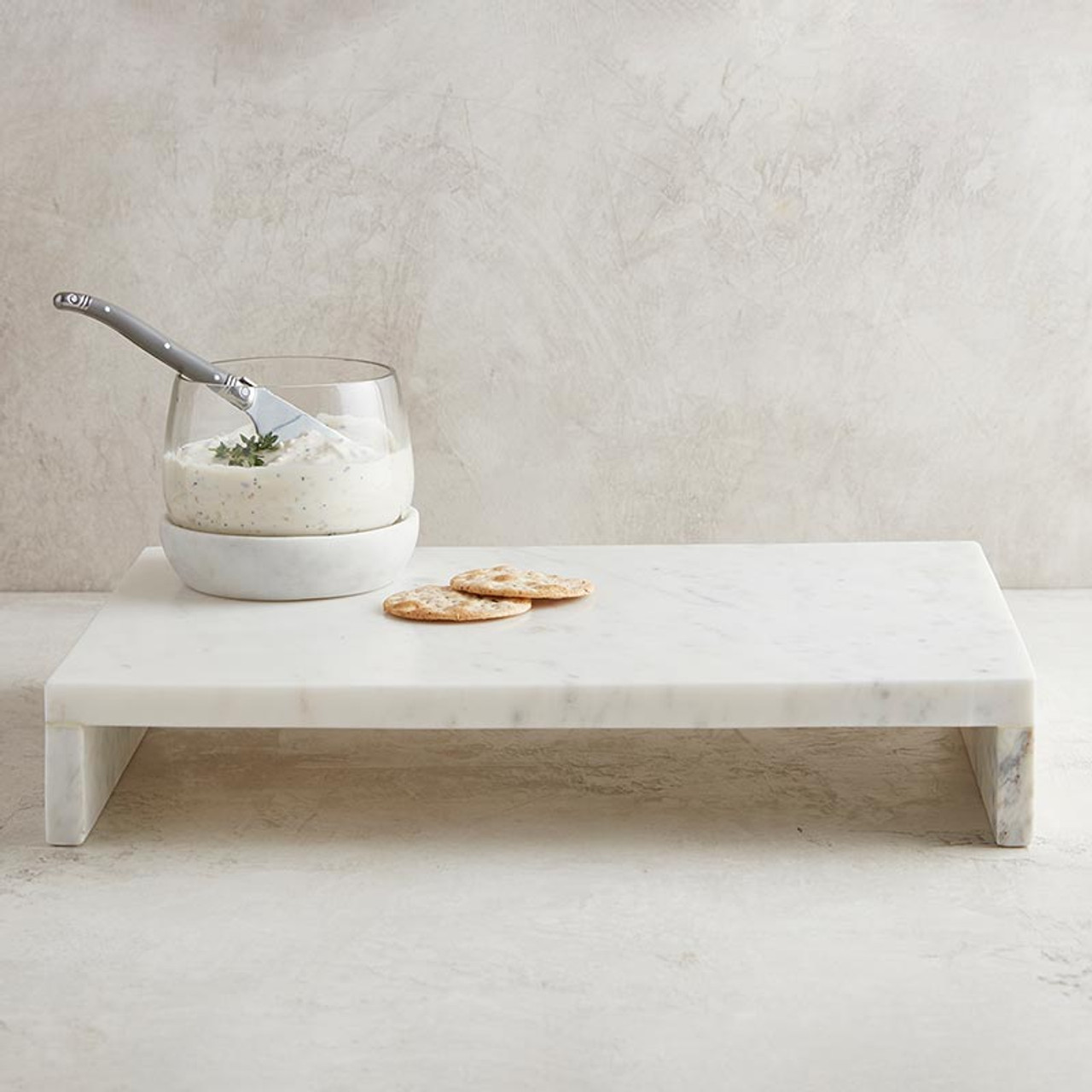Waterfall Footed Marble Cheese Board, Riser Stand