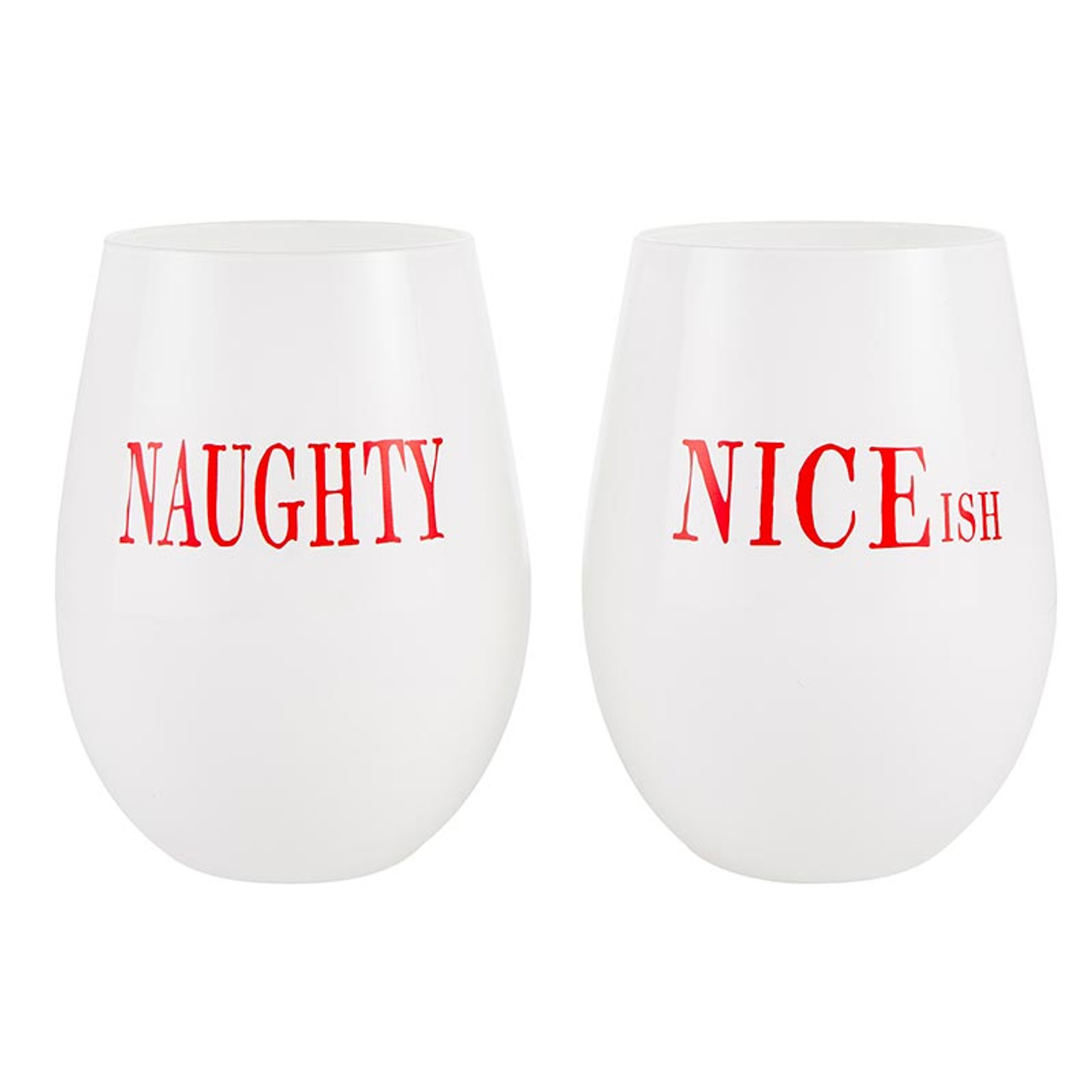 Face to Face Wine Glass Set of 2 - Naughty/Niceish - Santa Barbara Design  Studio
