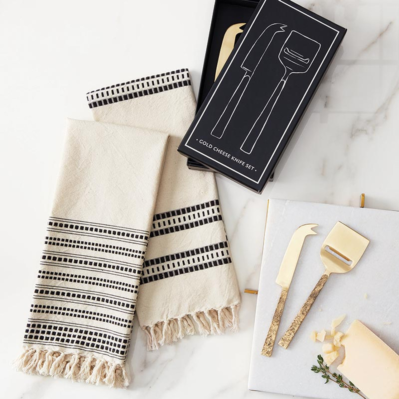 Knit Dish Towel - Ivory/Black - Santa Barbara Design Studio