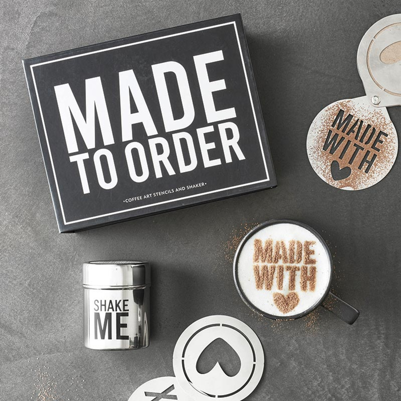 Coffee stencils custom made from your logo, text or design
