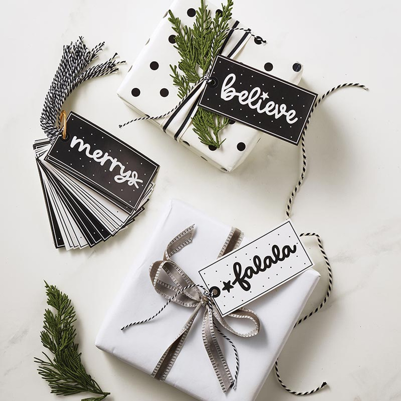 Gift Tags Book - Black/White Holiday - Santa Barbara Design Studio