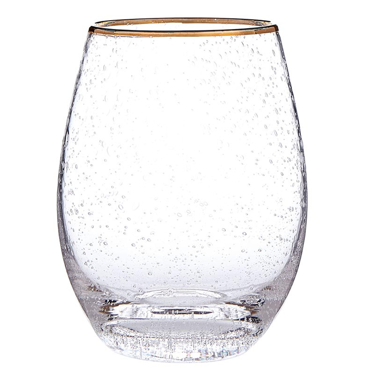 New Cute Flora Gold Live in the Moment Stemless Wine Glass by