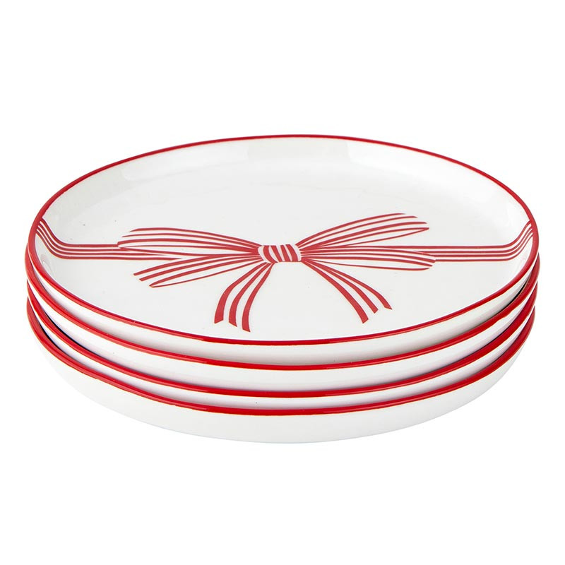 Red Bow Appetizer Plates Holiday Love Set of [Consumer