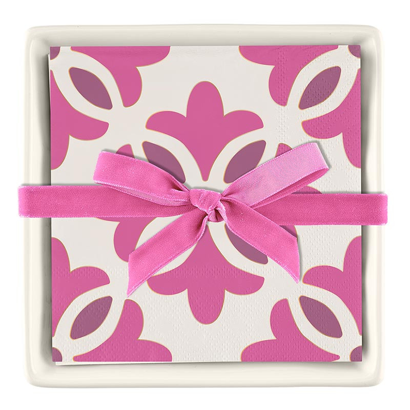 Santa Barbara Design Studio Ceramic Napkin Tray and Napkins