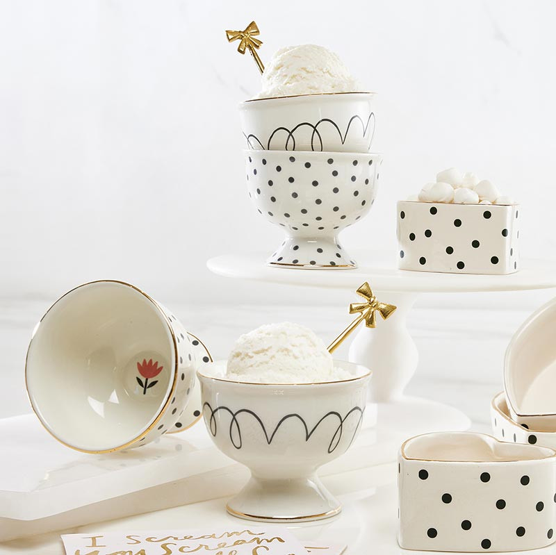 Ceramic Ice Cream Bowl - Polka Dots - [Consumer]Santa Barbara