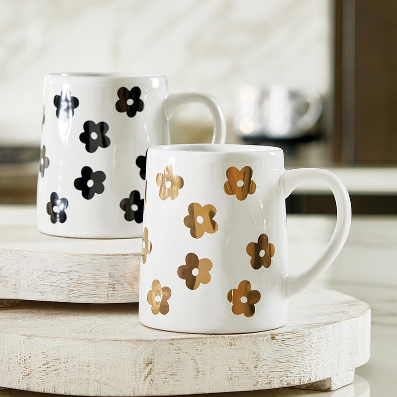 Artisan Tapered Mug - Gold Foil Flower - [Consumer]Santa Barbara