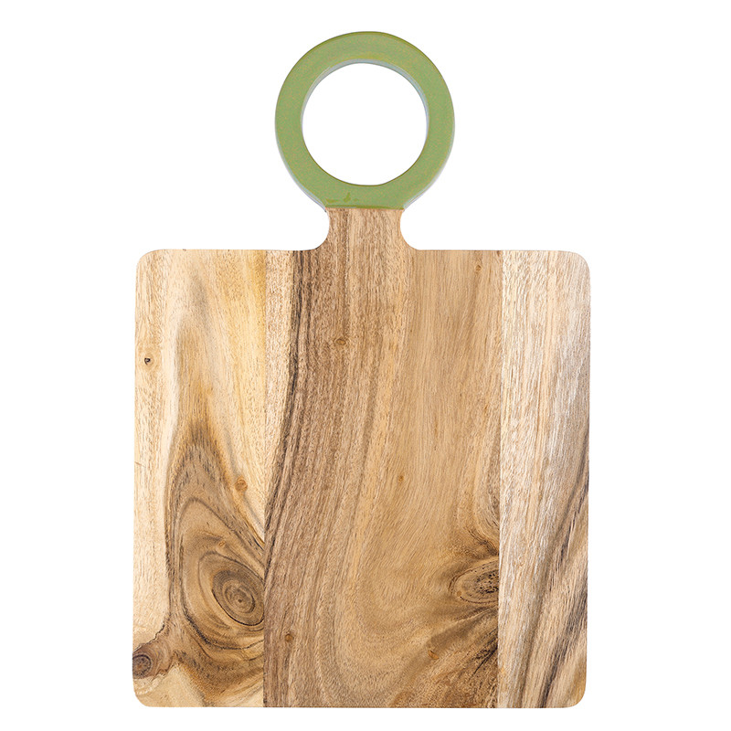 Wood Board with Enamel Handle - Small - Dark Sage - [Consumer