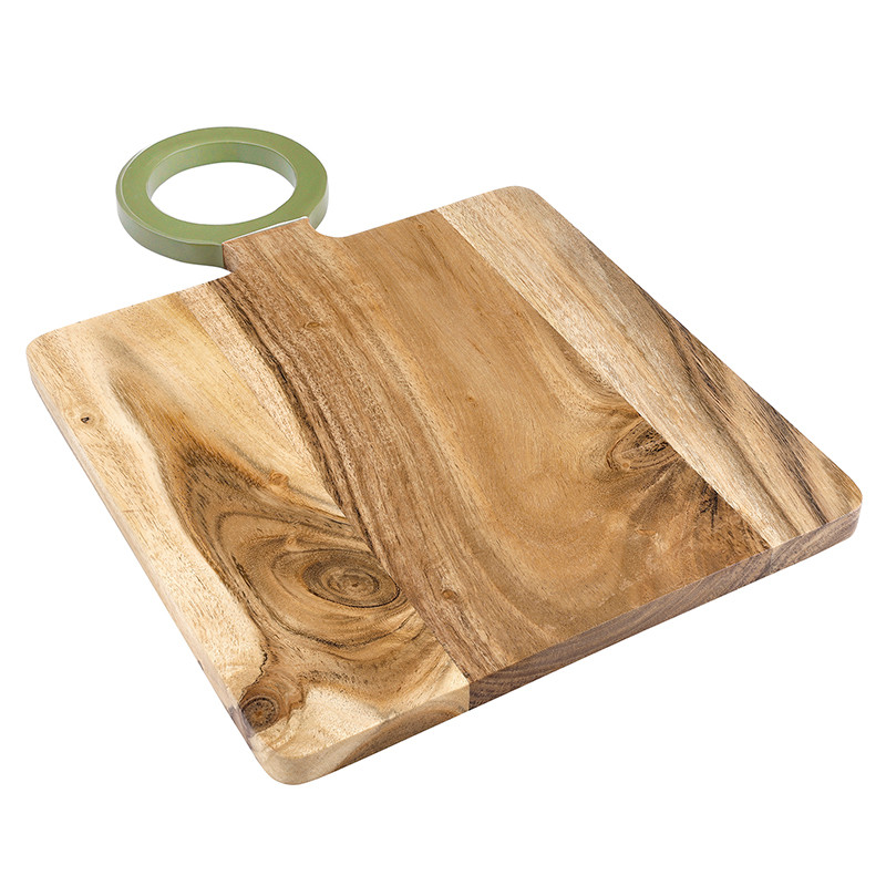Wood Board with Enamel Handle - Small - Dark Sage - [Consumer