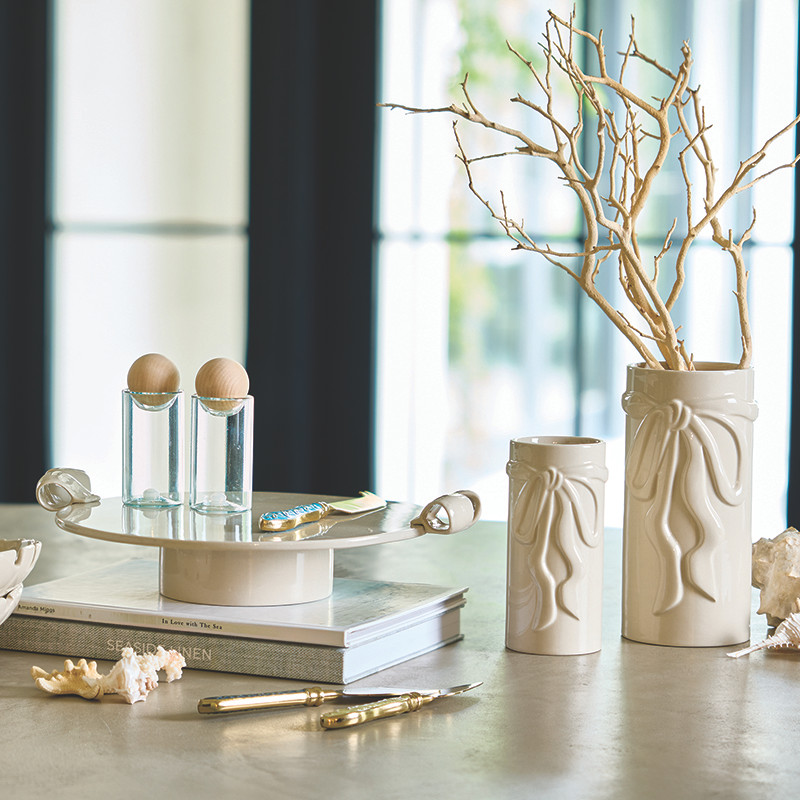 Ceramic Ribbon Handle Pedestal - White - [Consumer]Santa Barbara Design ...