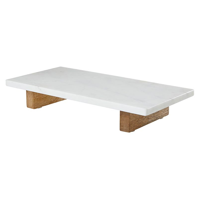Alzata Per Torte In Marmo Naturale Bianco Con Base In Ottone - Diametro 30,5 Cm, Altezza 14 Cm - Santa Barbara Design Studio