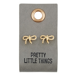 Leather Tag W/ Earrings - Bow F3902