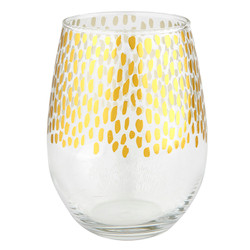 Gold Leopard Stemless Wine Glass