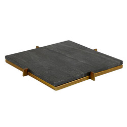 Blk Marble Tray W/Metal Stand L5737