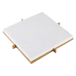 Wht Marble Tray W/Metal Stand L5738