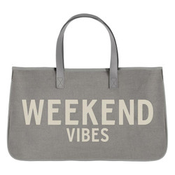 Grey Canvas Tote-Weekend Vibes L1615