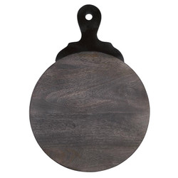 Wood Board with Marble Carved Handle - Black