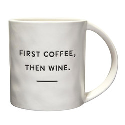 Artisan Wide Handle Mug - First Coffee, Then Wine