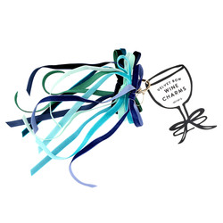Velvet Bow Wine Charm - Set of 6 - Blue