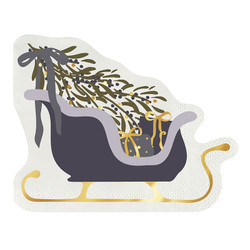 Die-Cut Cocktail Napkins - Sleigh 
