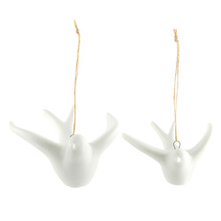 Ceramic Bisque Dove Ornaments - Set of 2