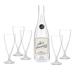 Acrylic Champagne in Bottle + Glasses - Cake and Champagne