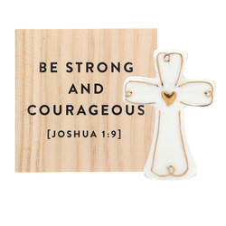 Ceramic Figurine - Cross with Gold Lining