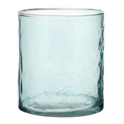Face to Face Hammered Glass Candleholder - Blue - Small