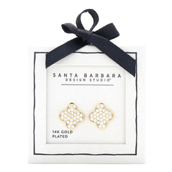 Quatrefoil Earrings - Pave Gold