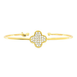 Quatrefoil Bangle - Large Pave Gold