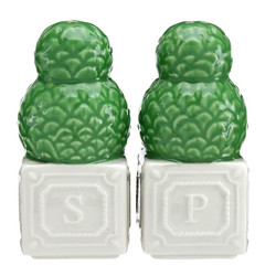 Ceramic Salt + Pepper Shakers - Topiary