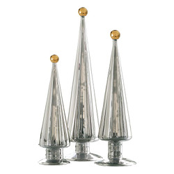 Glass Trees - Silver - Set of 3