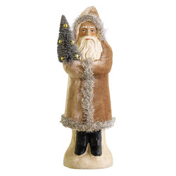 Belsnickel Santa with Camel Velvet Coat - 12" H