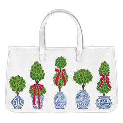 Canvas Tote - Holiday Topiaries
