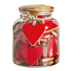 Enamel Wood Heart Ornaments - Red