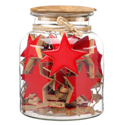 Enamel Wood Star Ornaments - Red