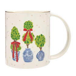 Wide Handle Mug - Holiday Topiaries