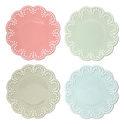 Ceramic Doily Appetizer Plates  - Set of 4