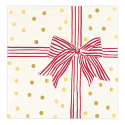 Cocktail Napkins - Red Striped Bow