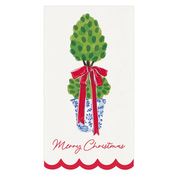Scalloped Paper Guest Napkins - Merry Christmas Topiary