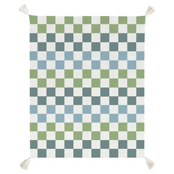 Face to Face Luxe Throw - Blue & Green Checkers