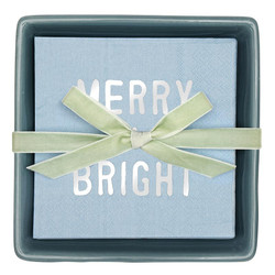 Face to Face Ceramic Tray + Napkins - Merry & Bright