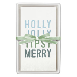 Face to Face Ceramic Tray + Guest Napkins - Holly Jolly
