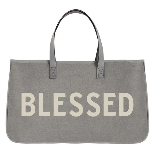 Grey Canvas Tote-Blessed L1617