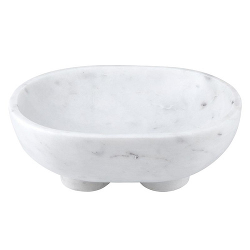 White Marble Footed Bowl - Large