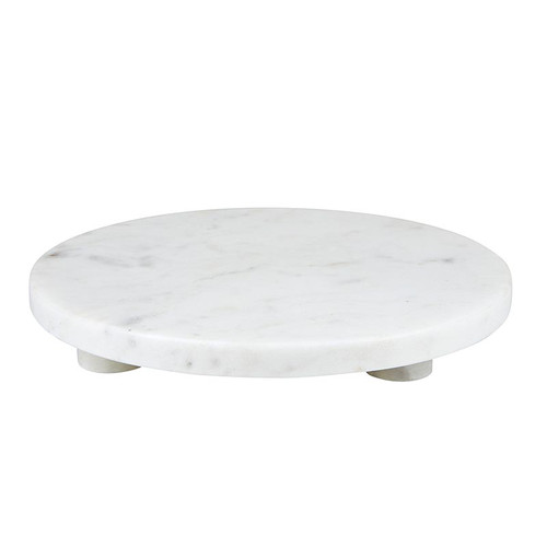 White Mable Footed Tray - 10" Dia