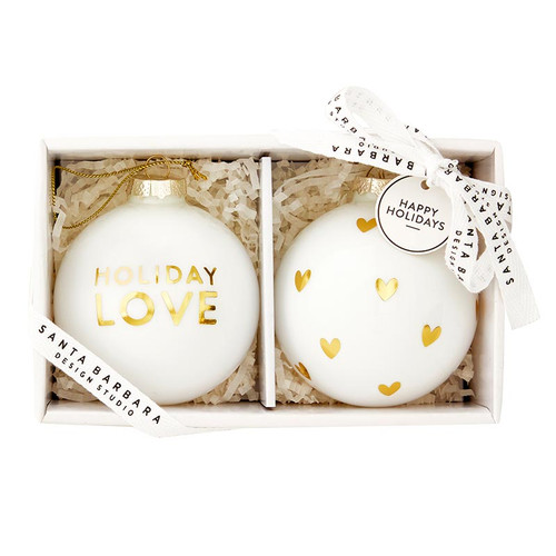Glass Ornament Set - Holiday Love - Set of 2